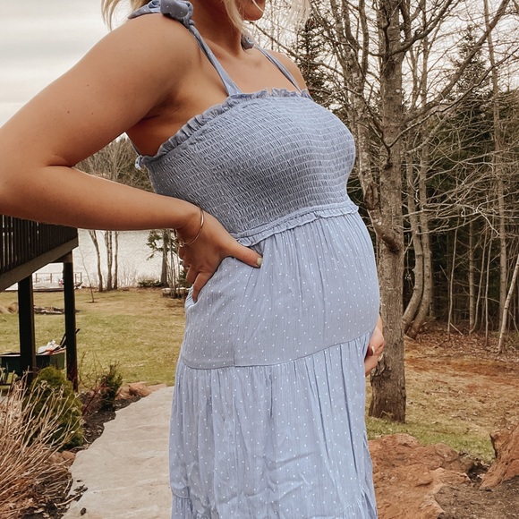Pinkblush Dresses & Skirts - Blue maxi maternity dress